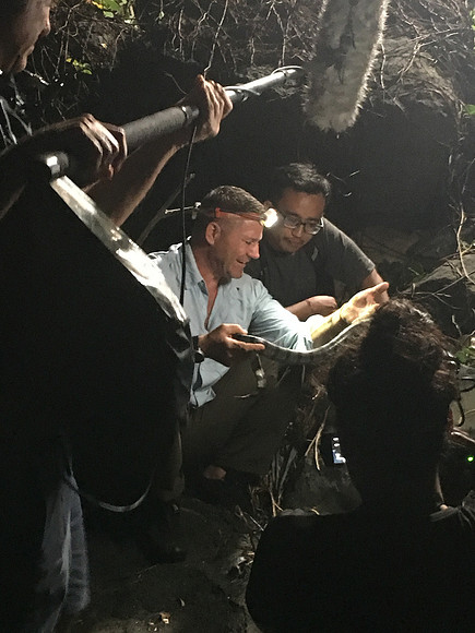 Filming sea kraits in Bali with Steve Backshall and the BBC Deadly 60 team